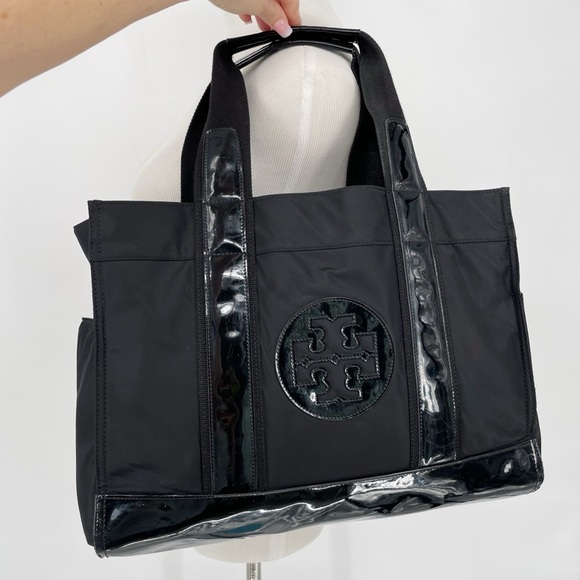 Tory Burch Handbags - Tory Burch Black Nylon and Patent Leather Tote Everyday Carryall Bag